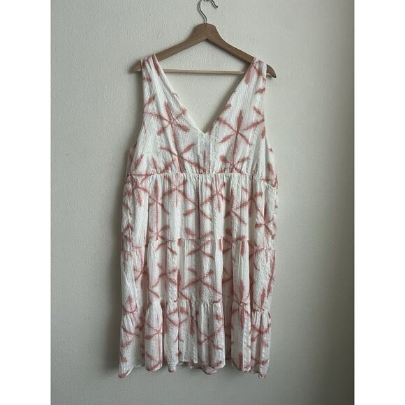 LOFT ANN TAYLOR Dress Star Dye Print Tiered V Neck Size XXL NWT - Picture 3 of 8